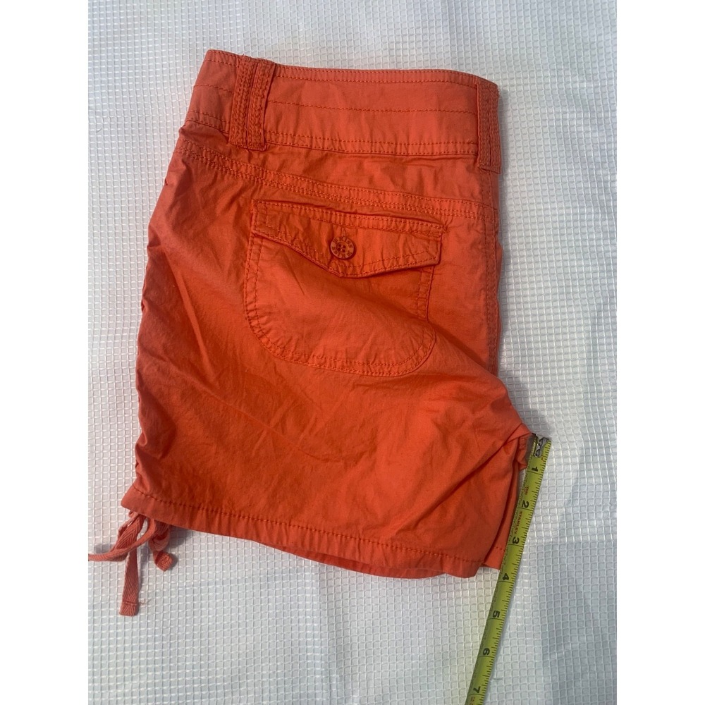 (B-55) 1st Kiss Orange Shorts Women Size 7 Stretch Cotton Casual Summer Drawstri - Picture 5 of 7